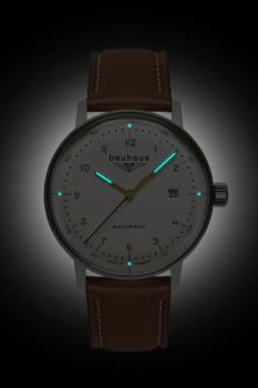 Preview: Bauhaus Herrenuhr Automatik mit Datum und Lederarmband